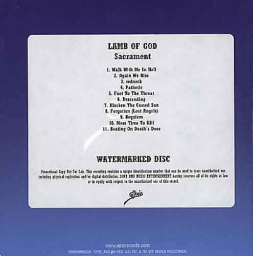 Lamb Of God Sacrament CD-R acetate US LGMCRSA379866