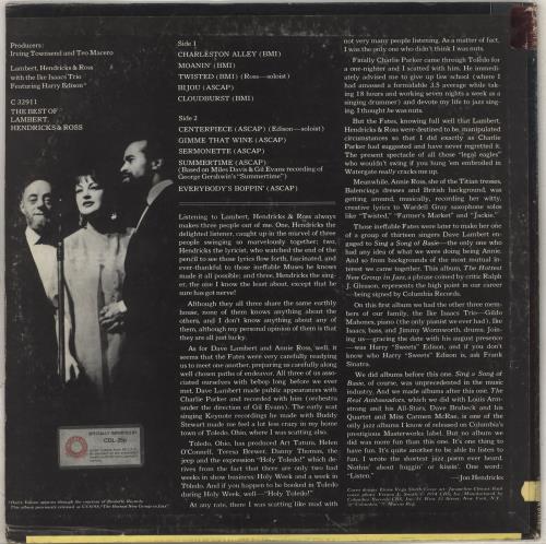 Lambert, Hendricks & Ross The Best Of Lambert, Hendricks & Ross vinyl LP album (LP record) US LHRLPTH709878