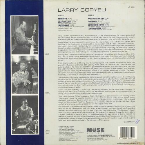 Larry Coryell Shining Hour vinyl LP album (LP record) US YCYLPSH798123