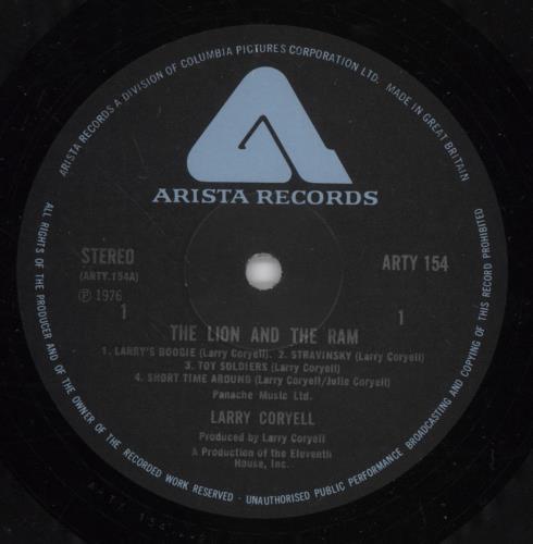 Larry Coryell The Lion And The Ram vinyl LP album (LP record) UK YCYLPTH891760