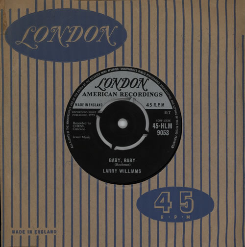 Larry Williams Baby, Baby 7" vinyl single (7 inch record / 45) UK 1LW07BA571070