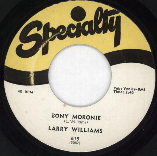 Larry Williams Bony Moronie 7" vinyl single (7 inch record / 45) US 1LW07BO712701