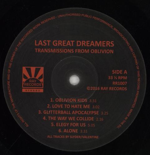Last Great Dreamers Transmissions From Oblivion vinyl LP album (LP record) UK 8PZLPTR855252