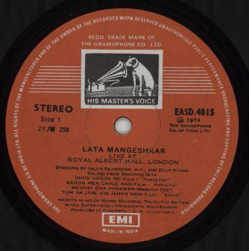 Lata Mangeshkar Live At Royal Albert Hall, London (March 1974) 2-LP vinyl record set (Double LP Album) Indian N6W2LLI849935