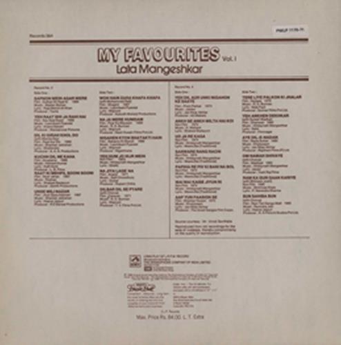 Lata Mangeshkar My Favourites Vol. 1 & 2 4-LP vinyl album record set Indian N6W4LMY752486