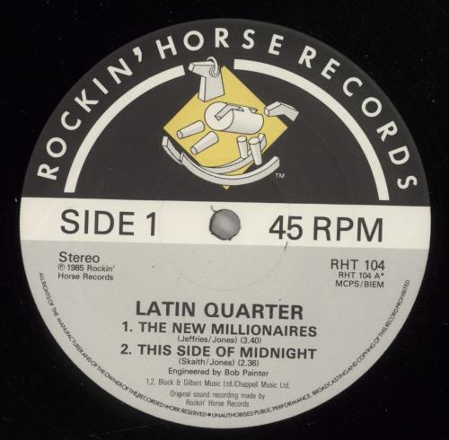 Latin Quarter The New Millionaires 12" vinyl single (12 inch record / Maxi-single) UK LTQ12TH757951