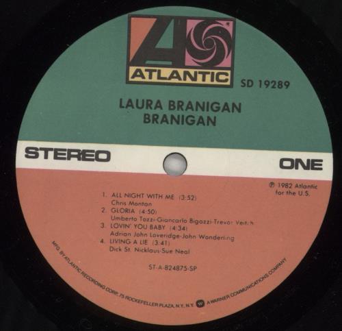 Laura Branigan Branigan vinyl LP album (LP record) US BRALPBR875472