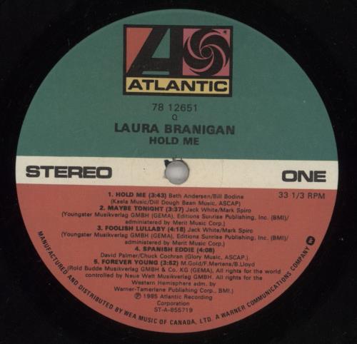 Laura Branigan Hold Me vinyl LP album (LP record) Canadian BRALPHO880001