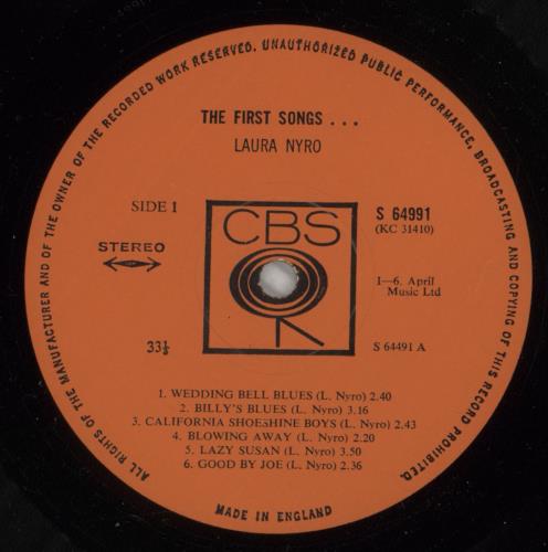 Laura Nyro The First Songs vinyl LP album (LP record) UK NYRLPTH417995