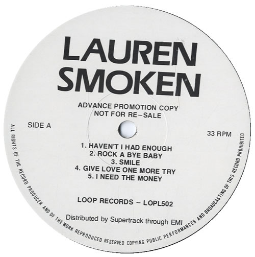 Lauren Smoken Lauren Smoken vinyl LP album (LP record) UK L35LPLA561193