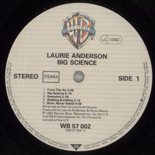 Laurie Anderson Big Science vinyl LP album (LP record) German LUALPBI522012