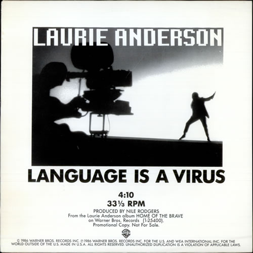 Laurie Anderson Language Is A Virus 12" vinyl single (12 inch record / Maxi-single) US LUA12LA504906