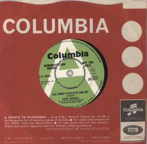 Laurie Marshall All I Want To Do Is Sit And Cry 7" vinyl single (7 inch record / 45) UK 83V07AL856426