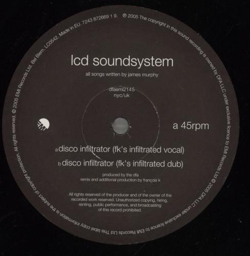 LCD Soundsystem Disco Infiltrator 12" vinyl single (12 inch record / Maxi-single) UK CDS12DI886236