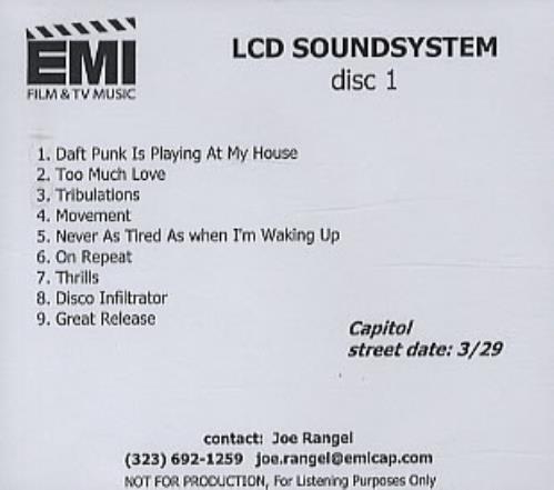 LCD Soundsystem LCD Soundsystem CD-R acetate US CDSCRLC326750