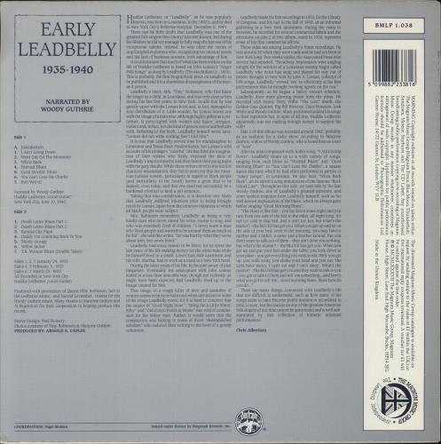 Leadbelly Early Leadbelly 1935 - 1940 vinyl LP album (LP record) UK L-YLPEA877440