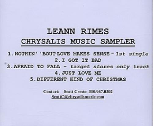 Leann Rimes Chrysalis Music Sampler CD-R acetate US LRICRCH332423