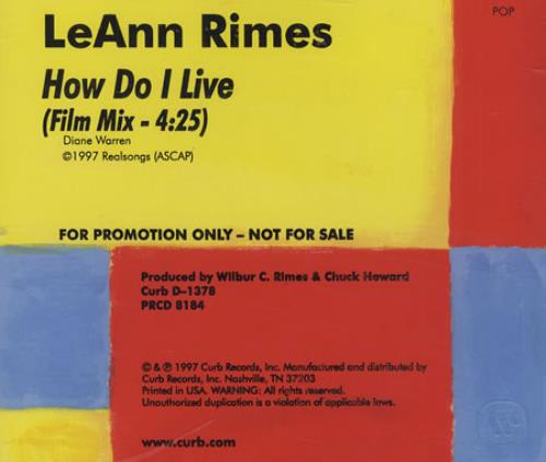 Leann Rimes How Do I Live - Film Mix CD single (CD5 / 5") US LRIC5HO125219