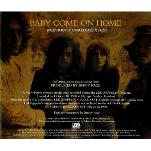 Led Zeppelin Baby Come On Home CD single (CD5 / 5") US ZEPC5BA23680