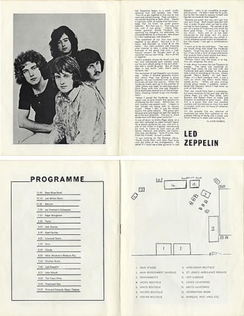 Led Zeppelin Bath Festival Of Blues '69 tour programme UK ZEPTRBA386888