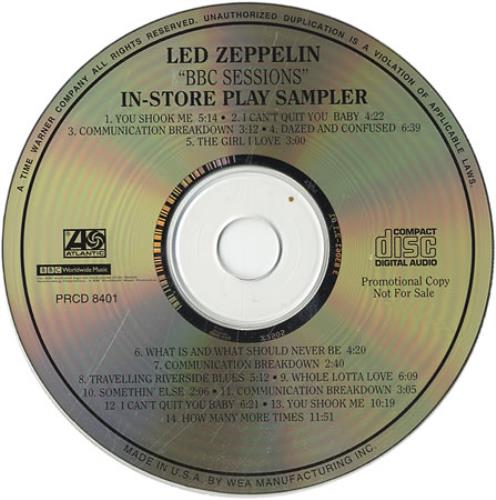 Led Zeppelin Bbc Sessions In-store Play Sampler CD album (CDLP) US ZEPCDBB107089