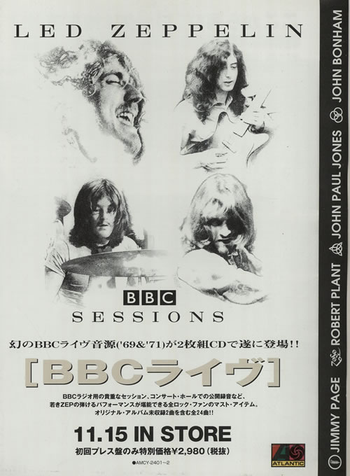 Led Zeppelin BBC Sessions handbill Japanese ZEPHBBB270424