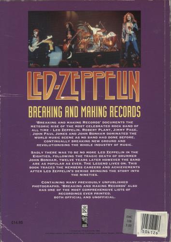 Led Zeppelin Breaking And Making Records book UK ZEPBKBR790150