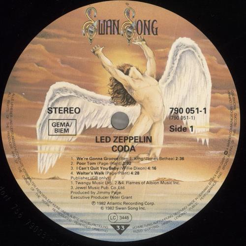 Led Zeppelin Coda - 2nd vinyl LP album (LP record) German ZEPLPCO719234