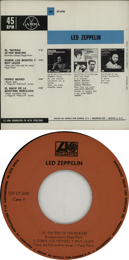Led Zeppelin El Tintero EP 7" vinyl single (7 inch record / 45) Mexican ZEP07EL150221