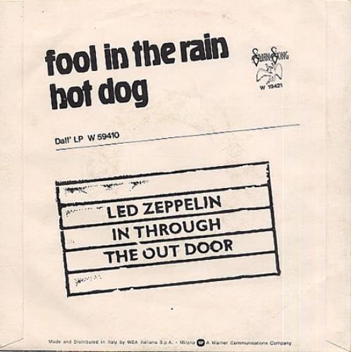 Led Zeppelin Fool In The Rain - White label 7" vinyl single (7 inch record / 45) Italian ZEP07FO331237