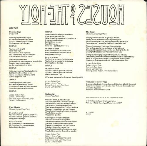 Led Zeppelin Houses Of The Holy vinyl LP album (LP record) Italian ZEPLPHO609671