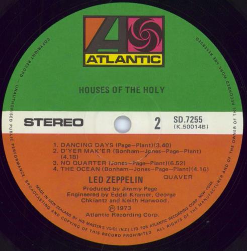 Led Zeppelin Houses Of The Holy vinyl LP album (LP record) New Zealand ZEPLPHO794190