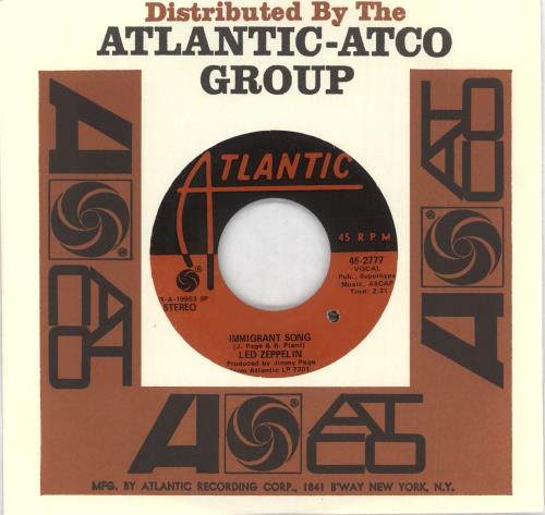 Led Zeppelin Immigrant Song - 1st 7" vinyl single (7 inch record / 45) US ZEP07IM718248
