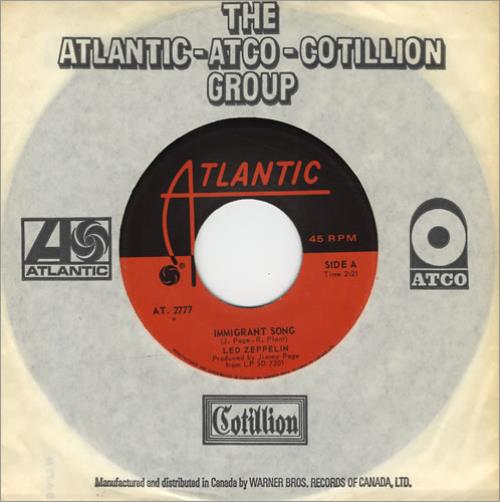 Led Zeppelin Immigrant Song 7" vinyl single (7 inch record / 45) Canadian ZEP07IM183519