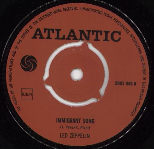 Led Zeppelin Immigrant Song 7" vinyl single (7 inch record / 45) Dutch ZEP07IM00829