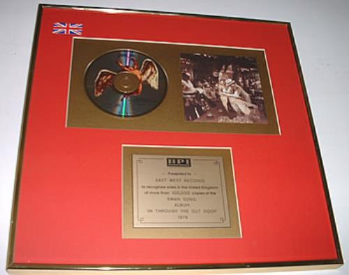 Led Zeppelin In Through The Out Door award disc UK ZEPAWIN321589