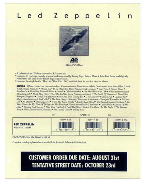 Led Zeppelin Led Zeppelin Box Set - With Sticker Seal media press pack US ZEPPPLE453811