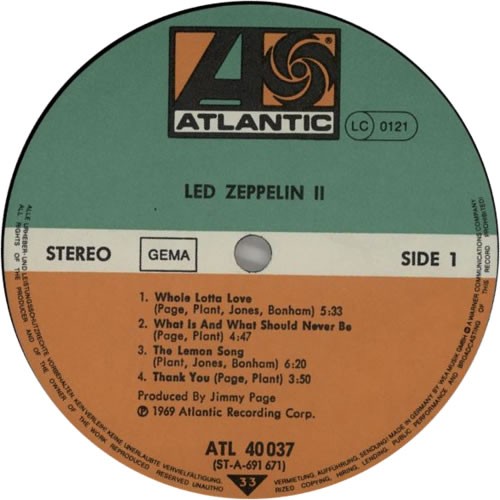 Led Zeppelin Led Zeppelin II - Early 80s - GEMA vinyl LP album (LP record) German ZEPLPLE609832