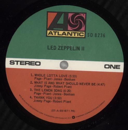 Led Zeppelin Led Zeppelin II vinyl LP album (LP record) US ZEPLPLE887455