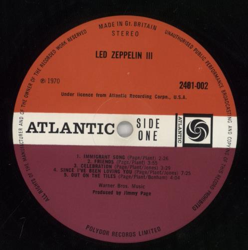 Led Zeppelin Led Zeppelin III - 3rd vinyl LP album (LP record) UK ZEPLPLE782859