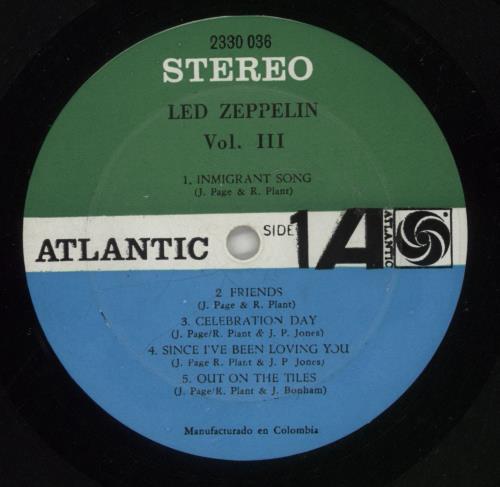 Led Zeppelin Led Zeppelin III - VG vinyl LP album (LP record) Colombian ZEPLPLE873607