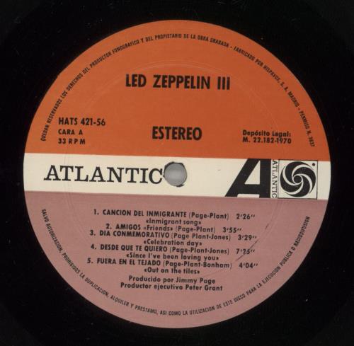 Led Zeppelin Led Zeppelin III vinyl LP album (LP record) Spanish ZEPLPLE864512