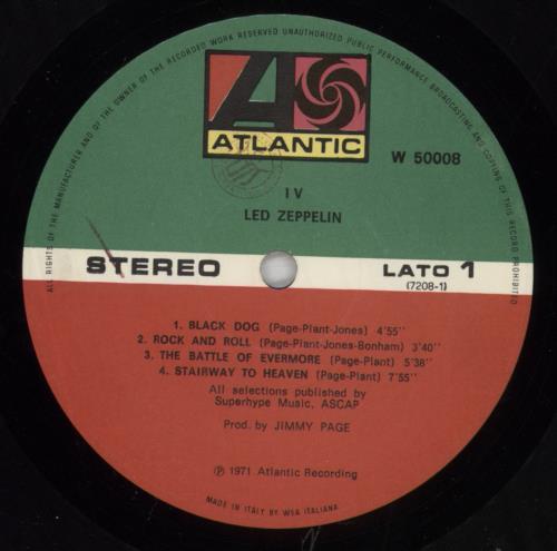 Led Zeppelin Led Zeppelin IV vinyl LP album (LP record) Italian ZEPLPLE828860