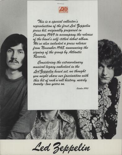 Led Zeppelin Led Zeppelin media press pack US ZEPPPLE47365