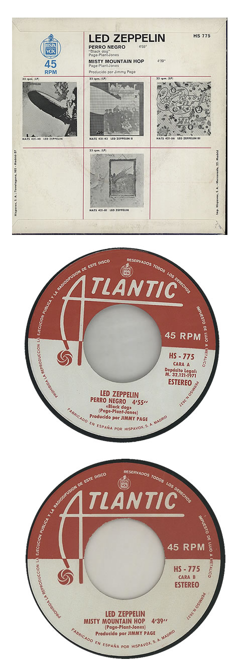 Led Zeppelin Perro Negro - Black Dog 7" vinyl single (7 inch record / 45) Spanish ZEP07PE291611