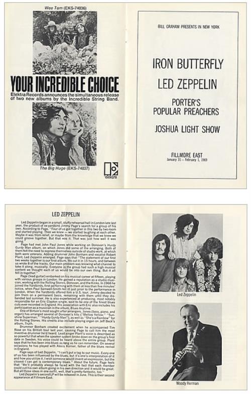 Led Zeppelin Set Of Two Fillmore East Programmes tour programme US ZEPTRSE447300
