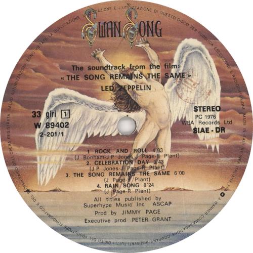 Led Zeppelin The Song Remains The Same 2-LP vinyl record set (Double LP Album) Italian ZEP2LTH727040
