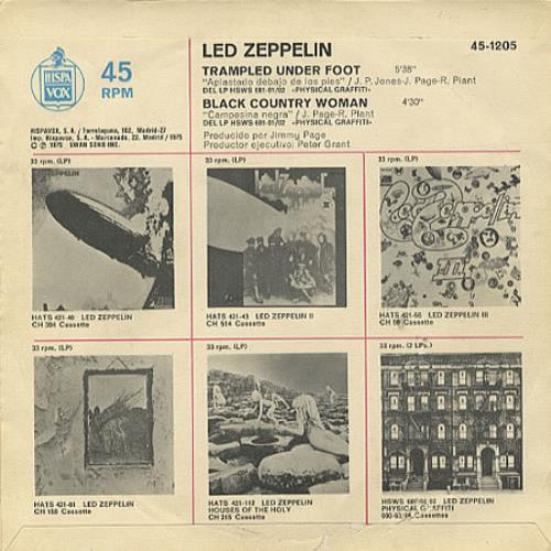 Led Zeppelin Trampled Underfoot 7" vinyl single (7 inch record / 45) Spanish ZEP07TR331954