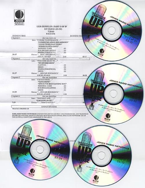 Led Zeppelin Up Close CD-R acetate US ZEPCRUP314084