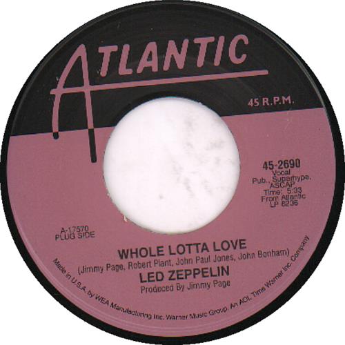 Led Zeppelin Whole Lotta Love 7" vinyl single (7 inch record / 45) US ZEP07WH231755
